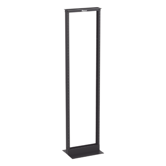 Rack de Dos Postes Estándar de 19 in, Rieles Numerados y Roscados #12-24, Fabricado en Aluminio, 45 Unidades de Rack, Color Negro