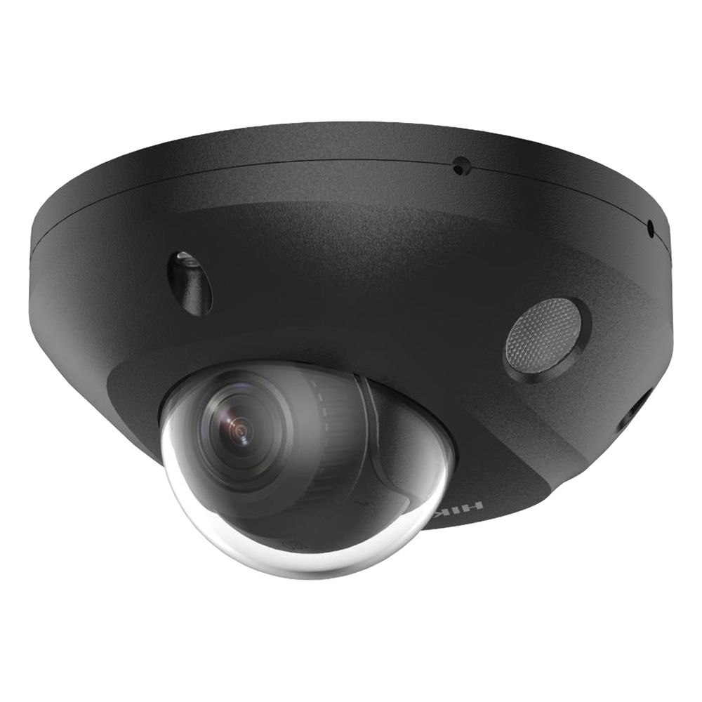 [Dual Light + 2 Micrófonos Integrados] Mini Domo IP 4 Megapixel / Color Negro / Lente 2.8 mm / 30 mts Luz Blanca + 30 mts IR / ACUSENSE / Exterior IP67 / IK08 /  WDR 120 dB / PoE / ONVIF / Alarmas I/O / Micro SD / ACUSEEK