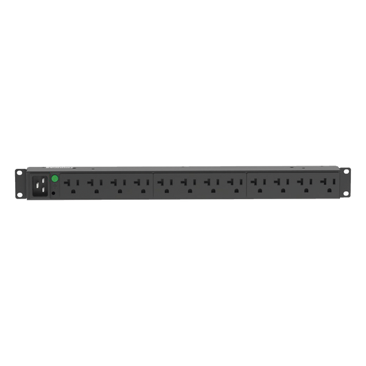 PDU Básico para Distribución de Energía, Enchufe de Entrada NEMA L5-20P, Con 12 Contactos NEMA 5-20R, Instalación Horizontal de 19in, 1UR, 20 Amp, 120 Vca