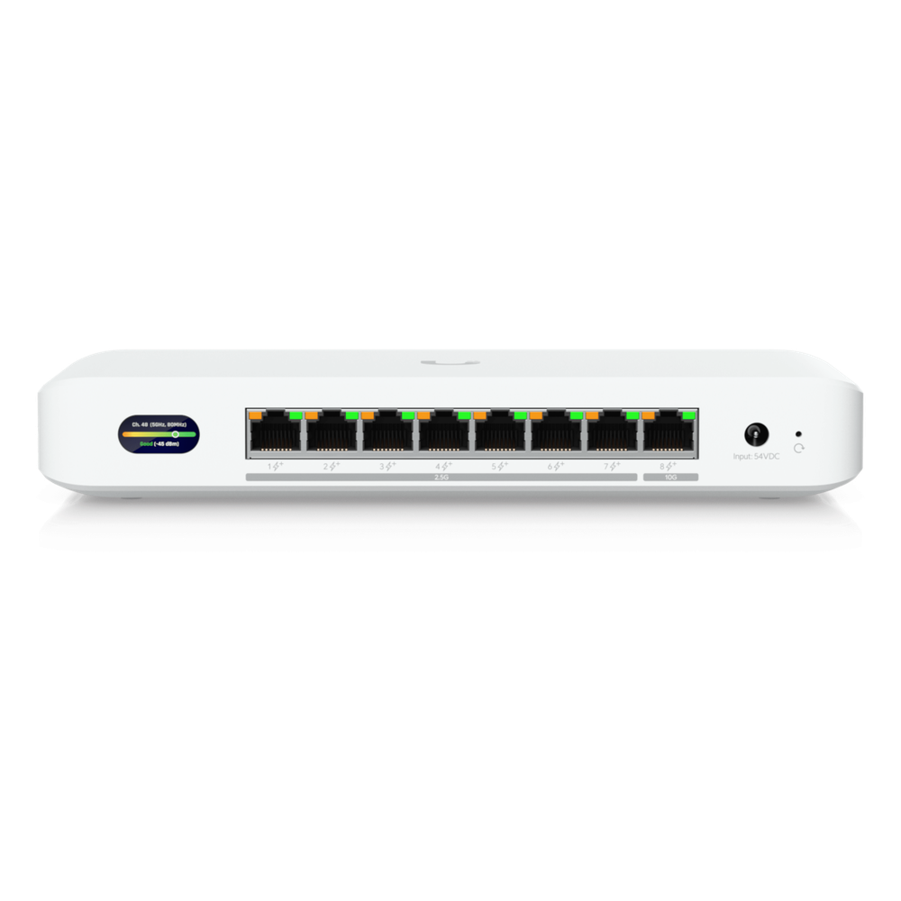 UniFi Device Bridge Switch (UDB-Switch) – Switch PoE+ Compacto con Puertos Multi-Gig (1 x 10 GbE y 7 x 2.5 GbE) y Enlace Inalámbrico WiFi 7 Integrado