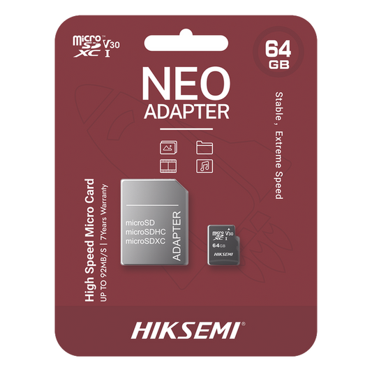 Memoria microSD con Adaptador / 64 GB / Clase 10 / NAND TLC / 92 MB/s Lectura / Multipropósito