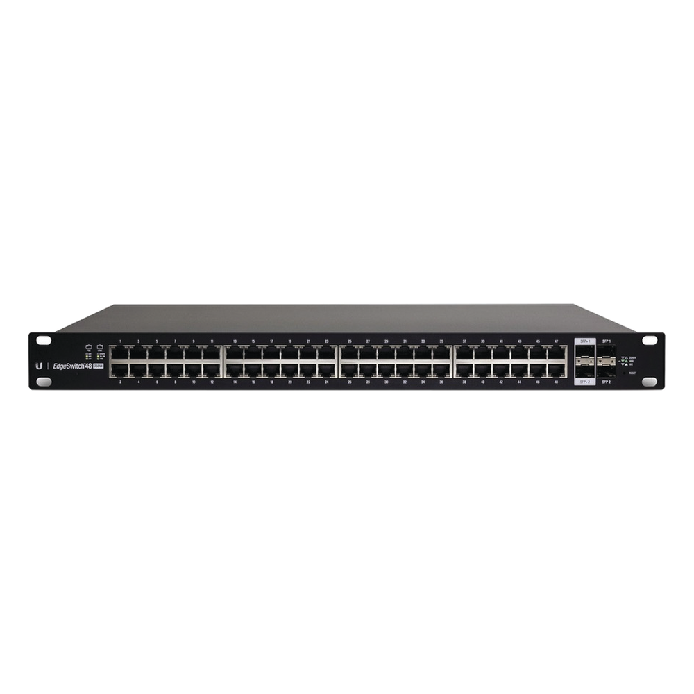 EdgeMAX Switch Administrable 48 Puertos Gigabit, PoE+/Pasivo 24V, 2 SFP, 2 SFP+ 10G, 500W