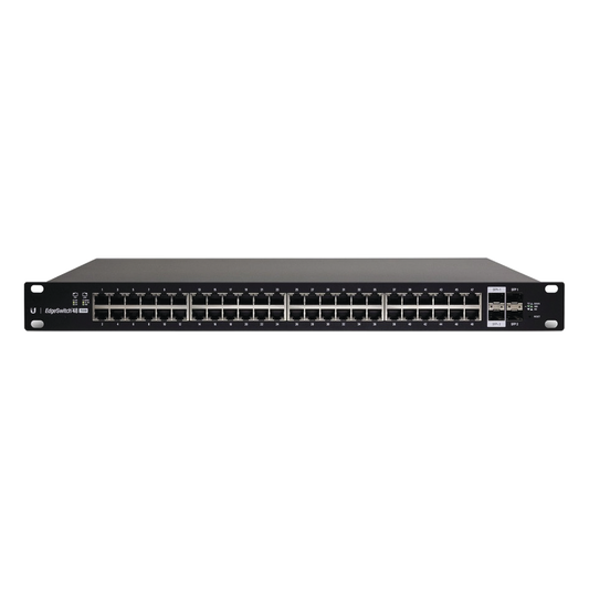 EdgeMAX Switch Administrable 48 Puertos Gigabit, PoE+/Pasivo 24V, 2 SFP, 2 SFP+ 10G, 500W