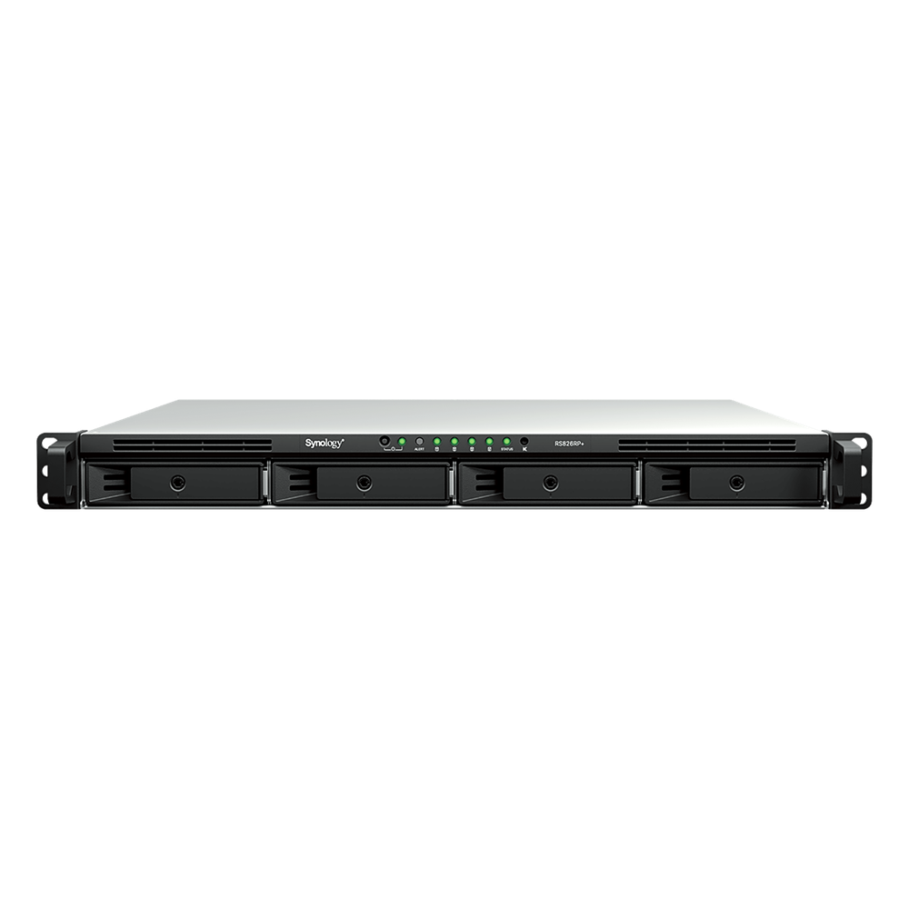 Servidor NAS Rackmount / 4 Bahías Hot-Swappable 1U / 2000/1300 MB/s Lectura/Escritura / 4 Puertos 1GbE RJ45 / PCIe 3.0 x8 / Dual Power Supply Redundante / DSM / Almacenamiento Empresarial