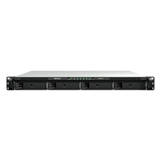 Servidor NAS Rackmount / 4 Bahías Hot-Swappable 1U / 2000/1300 MB/s Lectura/Escritura / 4 Puertos 1GbE RJ45 / PCIe 3.0 x8 / Dual Power Supply Redundante / DSM / Almacenamiento Empresarial
