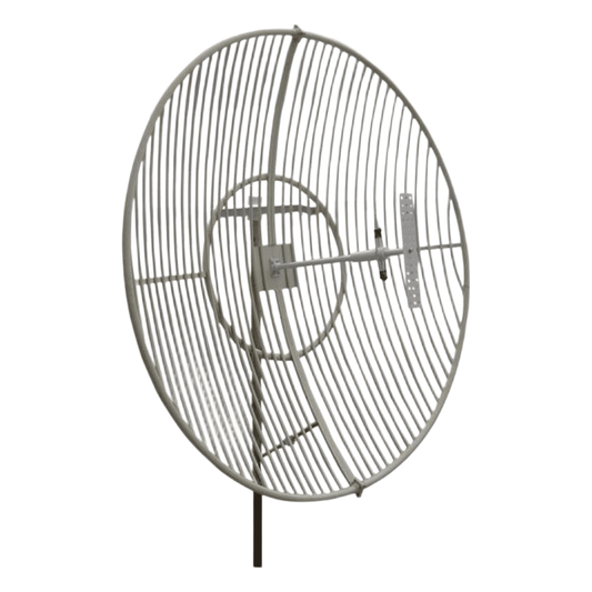 Antena Parabólica de Rejilla | 824-894 MHz | 21 dBi de Ganancia | Cubre muy bien la Banda 5 (850 MHz) Celular. Antena Donadora que se utiliza para los amplificadores de señal celular para cubrir comunidades alejadas.