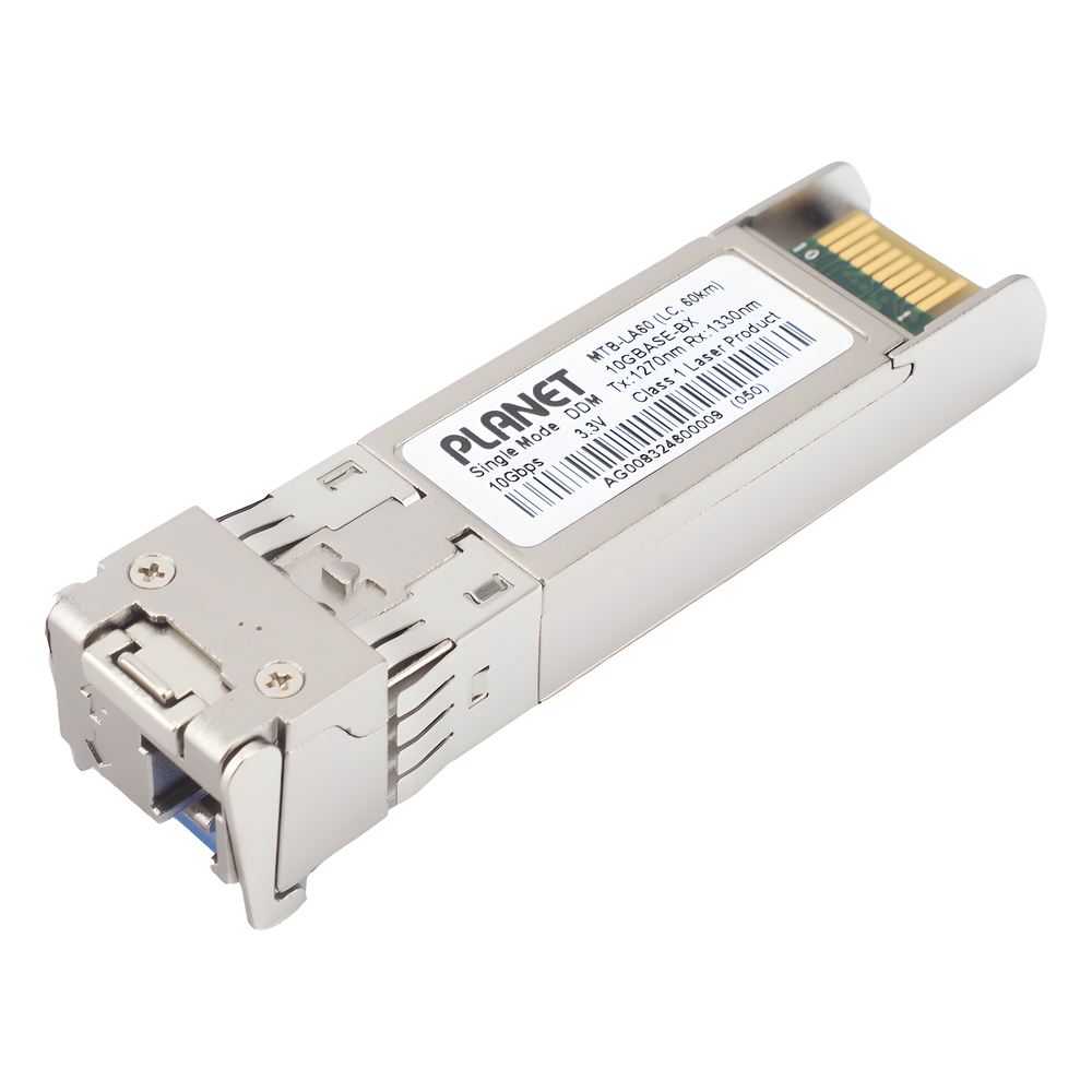 Transceptor WDM mini-Gbic SFP+ 10G LC TX:1270nm RX:1330nm para fibra Mono Modo 60 Km, , Requiere MTB-LB60