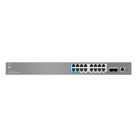 Switch de Red Empresarial L2++ / Serie GWN7800 Pro / 16 Puertos Gigabit PoE 250W / 2 Puertos SFP+ / Gestión Cloud GDMS / VLAN 4K / QoS Avanzado / Seguridad Integral