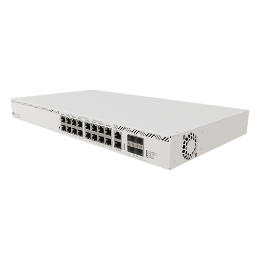 Cloud Router Switch 16 puertos, 8 PoE+ y 8 PoE++, Fuentes redundantes Hot-Swap
