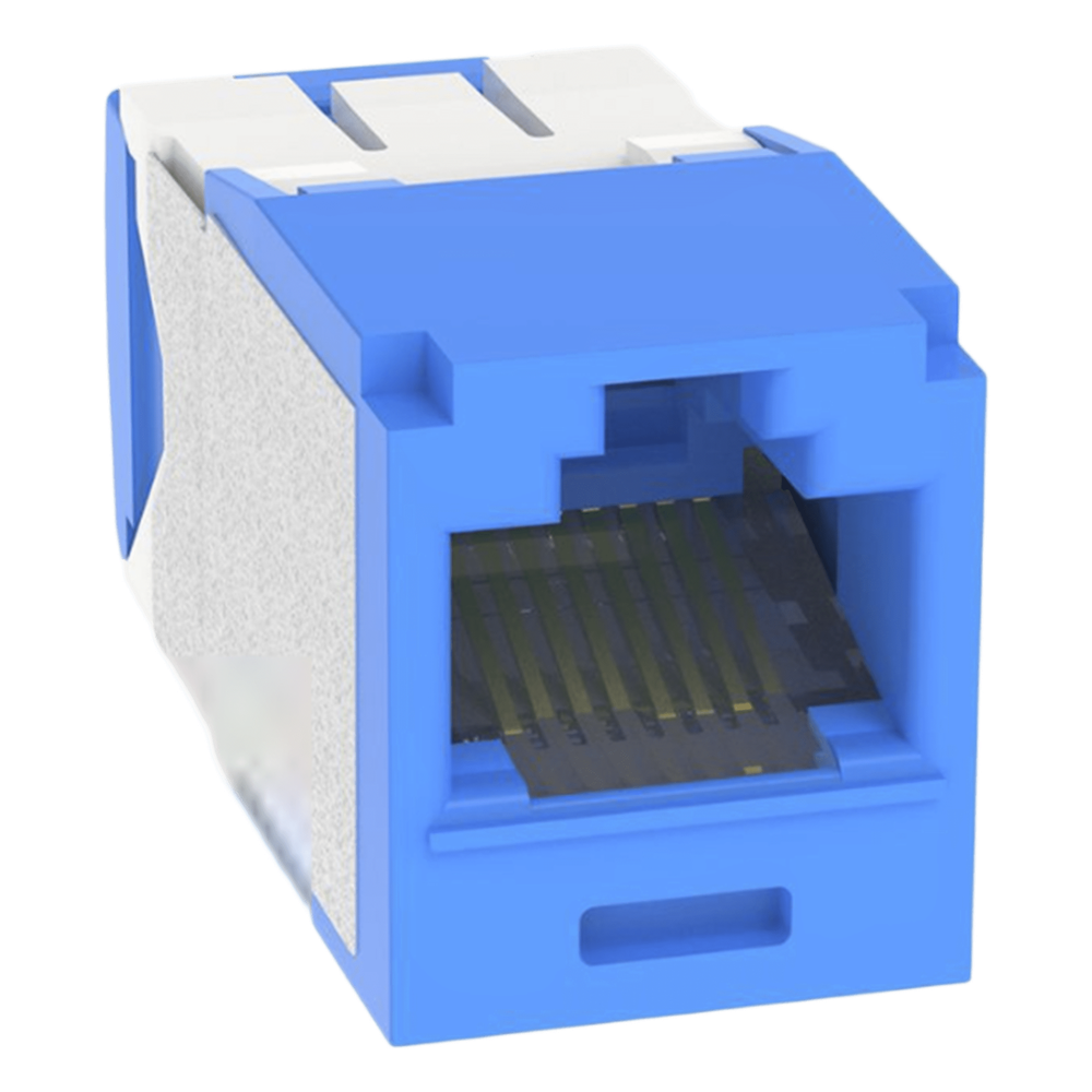 Conector Jack RJ45 Estilo TG, Mini-Com, Categoría 6A, Con Gel Resistente a la Corrosión, de 8 Posiciones y 8 Cables, Color Azul