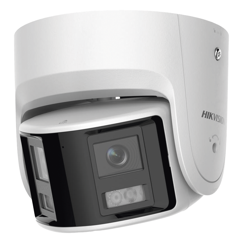 [FlexVu] [PROTECCIÓN ACTIVA] Turret IP 4 Megapixel / 2 Lentes de 2.8 mm (Imagen Panorámica 180°) / 30 mts IR / Exterior IP67 / Luz Intermitente y Alerta de Audio / Audio Bidireccional / ACUSENSE / WDR 120 dB / Micro SD