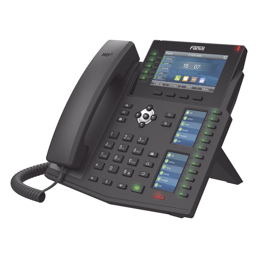 Teléfono IP Empresarial con Estándares Europeos, 20 lineas SIP con pantalla LCD a color, 60 teclas DSS/BLF, puertos Gigabit, IPv6, Opus , PoE/DC