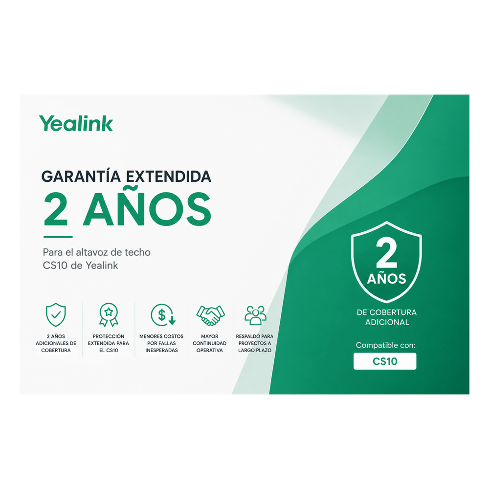 Garantia Extendida de 2 Años para Altavoz de Techo CS10 de Yealink