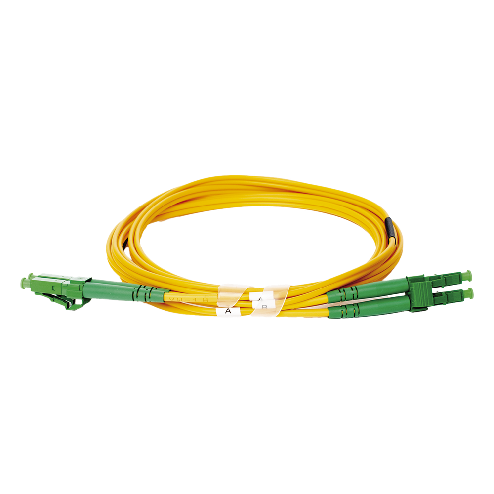 Jumper de Fibra Óptica Monomodo 9/125 LC/APC-LC/APC Duplex PVC, 2.0 mm, Amarillo, 2 Metros (6.56 Pies)