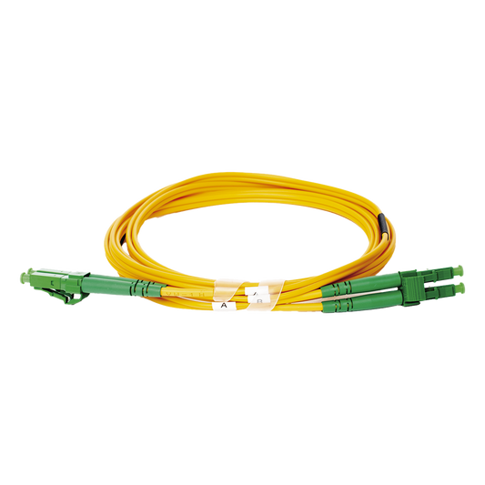 Jumper de Fibra Óptica Monomodo 9/125 LC/APC-LC/APC Duplex PVC, 2.0 mm, Amarillo, 2 Metros (6.56 Pies)