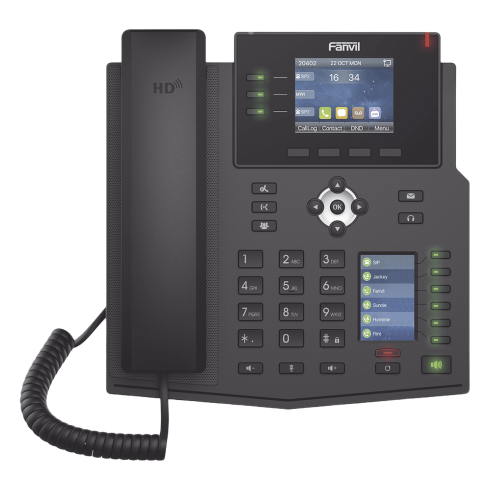 Teléfono IP Empresarial con Estándares Europeos, 12 lineas SIP con pantalla a color, 30 teclas DSS/BLF, puertos Gigabit, IPv6, Opus , PoE/DC
