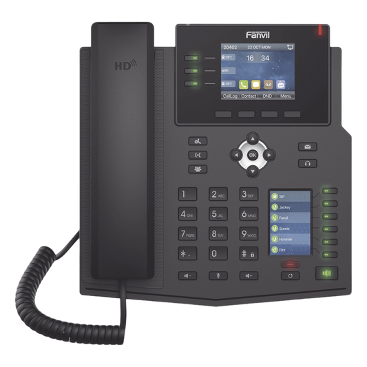 Teléfono IP Empresarial con Estándares Europeos, 12 lineas SIP con pantalla a color, 30 teclas DSS/BLF, puertos Gigabit, IPv6, Opus , PoE/DC