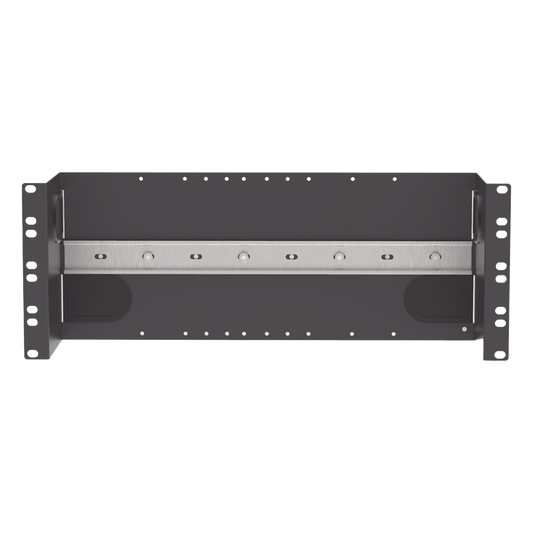 Soporte Industrial Para Instalar Equipos de Montaje en Riel DIN, Para Racks o Gabinetes Estándar de 19in, de 4UR, Color Negro