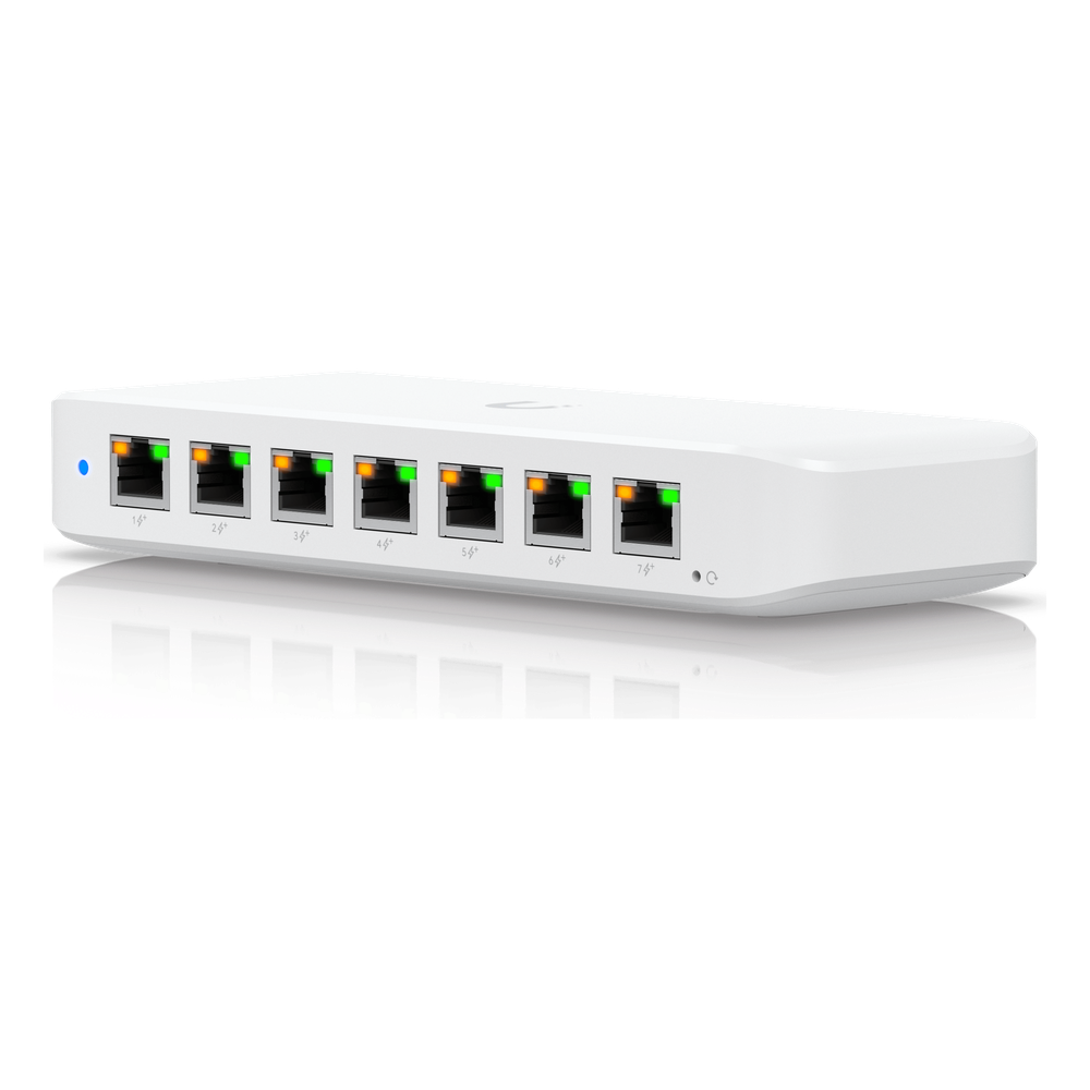 USW Ultra Switch de 8 Puertos GbE (7 Puertos PoE+ y 1 Puerto Entrada PoE++) con Opciones de Montaje Versátiles