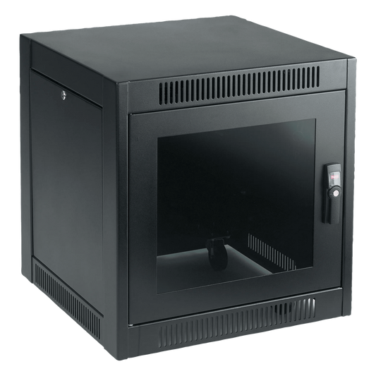 Gabinete SOHO para Oficinas Pequeñas y Home Office, 700 x 600 x 900 mm, Acero Negro, 11U, Ruedas, Sistema de Enfriamiento Pasivo, Puertas con Cerradura, Paneles Laterales Extraíbles