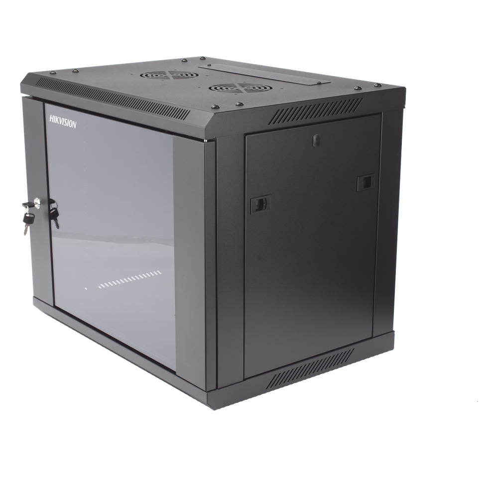 Gabinete para Montaje en Pared - Piso / Puerta de Cristal Templado / Cuerpo Fijo / 9 Unidades de Rack / 19" / Fabricado en Acero