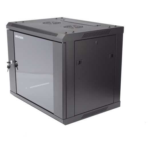 Gabinete para Montaje en Pared - Piso / Puerta de Cristal Templado / Cuerpo Fijo / 9 Unidades de Rack / 19" / Fabricado en Acero