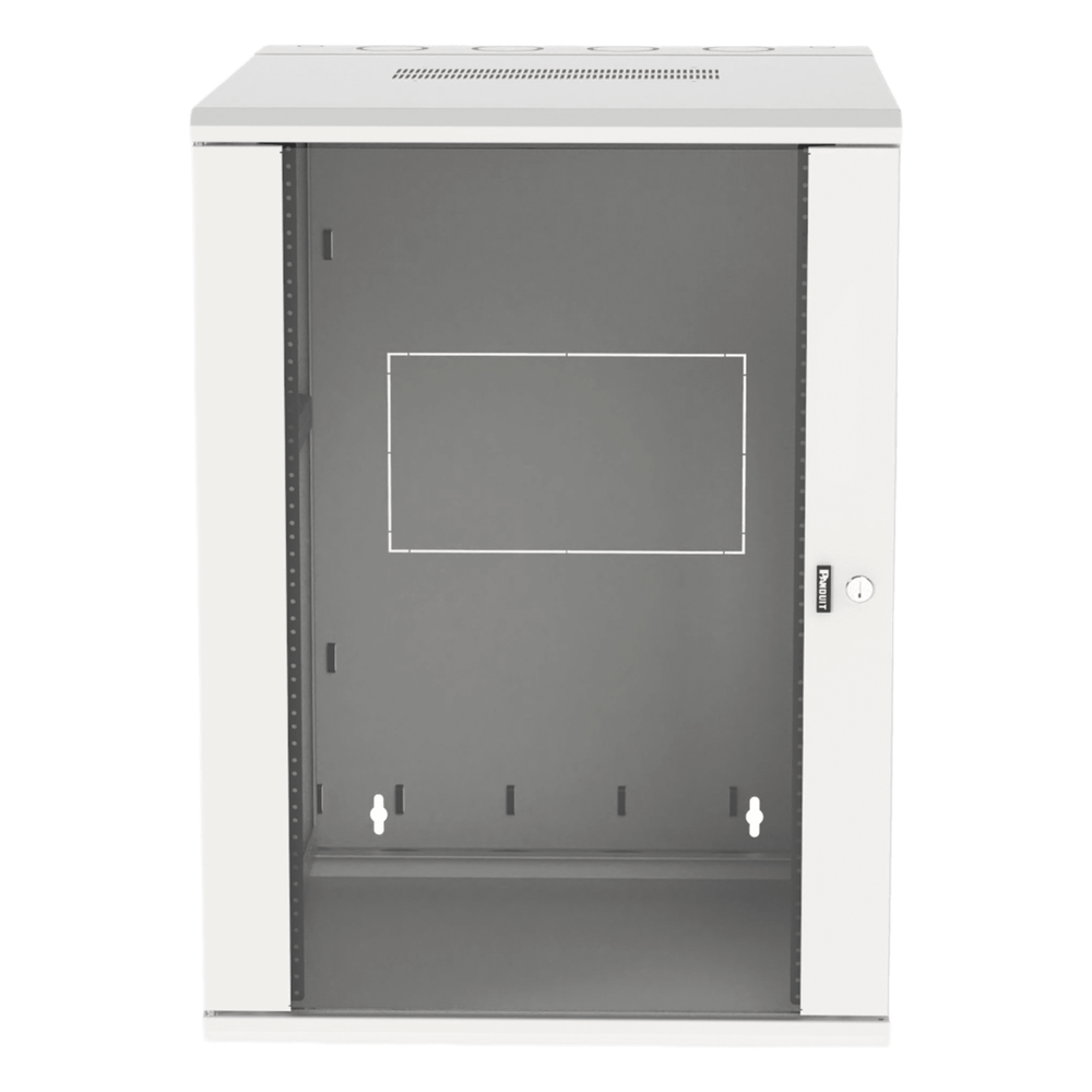 Gabinete PanZone de Montaje en Pared, de 19in, Puerta con Ventana de Seguridad, 18 UR, 762mm de Profundidad, Color Blanco