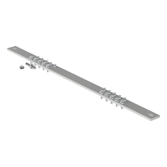 Barra de Conexión a Tierra, Para Rack de 19", Con 20 Orificios Para Conexión Rápida de Equipos, Incluye 20 Tornillos # 12-24 x 1/2" Instalados