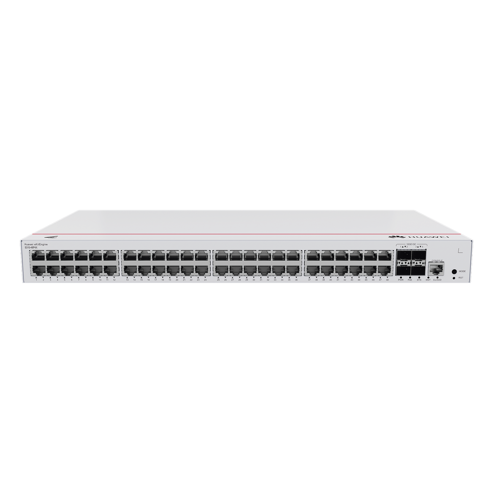 Switch de Distribución/Core Gigabit Administrable PoE Capa 3 / 48 puertos 10/100/1000 Mbps (PoE) / 4 Puertos 10GE SFP+ Uplink / ERPS / Rutas Estáticas / iStack / PoE Perpetuo / 380W / Administración Nube Gratis