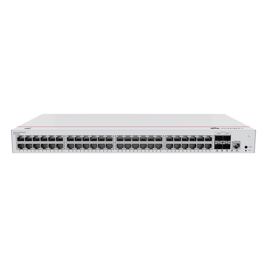 Switch de Distribución/Core Gigabit Administrable PoE Capa 3 / 48 puertos 10/100/1000 Mbps (PoE) / 4 Puertos 10GE SFP+ Uplink / ERPS / Rutas Estáticas / iStack / PoE Perpetuo / 380W / Administración Nube Gratis