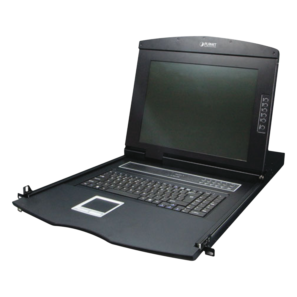 Switch KVM con Monitor de 17"con Teclado y Trackpad para Rack de 1U de Cuatro Postes, 8 Puertos VGA Para Acceder y Controlar Hasta 8 Computadoras Desde una Sola Consola