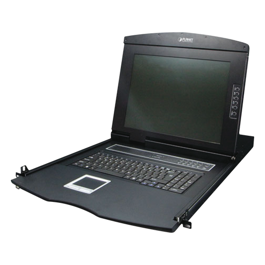 Switch KVM con Monitor de 17"con Teclado y Trackpad para Rack de 1U de Cuatro Postes, 8 Puertos VGA Para Acceder y Controlar Hasta 8 Computadoras Desde una Sola Consola
