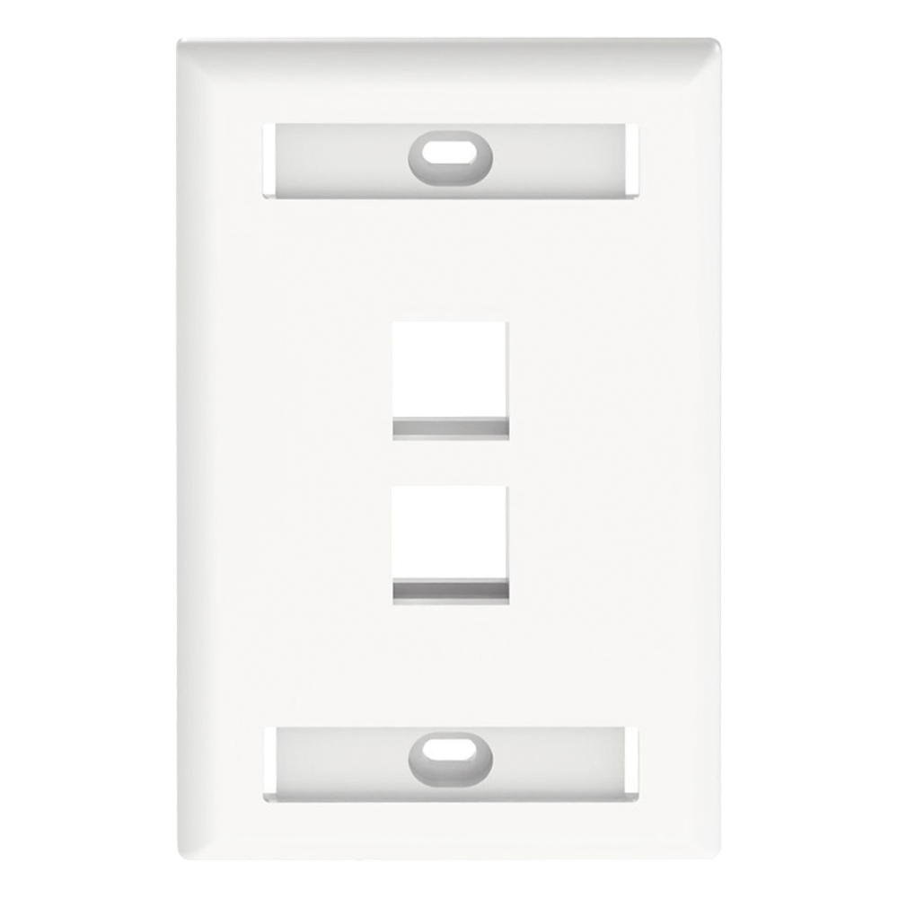 Placa de Pared Vertical, Salida Para 2 Puertos Keystone, Con Espacios Para Etiquetas, Color Blanco
