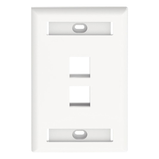 Placa de Pared Vertical, Salida Para 2 Puertos Keystone, Con Espacios Para Etiquetas, Color Blanco