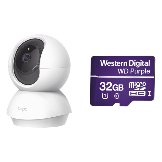 Kit de Cámara IP Wi-Fi / Incluye 1 Pieza Modelo TAPOC200 / 2 Megapixel / Audio Doble Vía /  Utiliza La App Tapo / 1 Memoria Micro SD Modelo  Mod WD32MSD