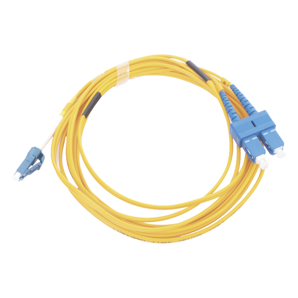 Jumper de Fibra Óptica Monomodo 9/125 LC/UPC-SC/UPC, PVC, 2.0 mm, Dúplex, Amarillo, 3 Metros (9.84 Pies)