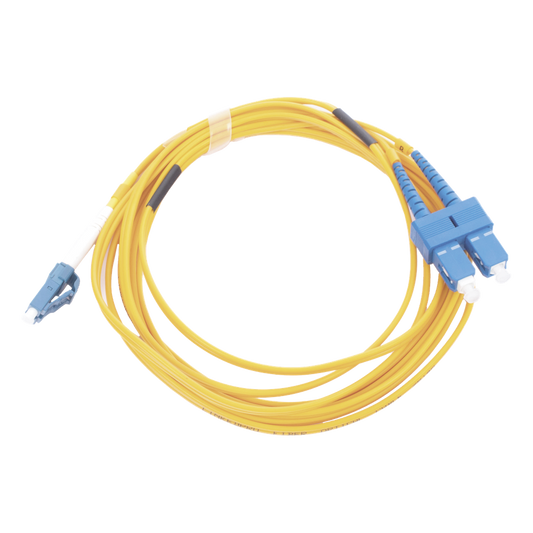 Jumper de Fibra Óptica Monomodo 9/125 LC/UPC-SC/UPC, PVC, 2.0 mm, Dúplex, Amarillo, 3 Metros (9.84 Pies)