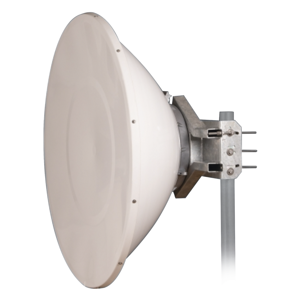 Antena Direccional de Alto Rendimiento / 35.5 ± 1 dBi  / 4 ft / 5.9-7.125 GHz / Conectores RP-SMA / Alto Aislamiento al Ruido / Fácil Montaje y herraje de acero inoxidable /  Radomo Incluido