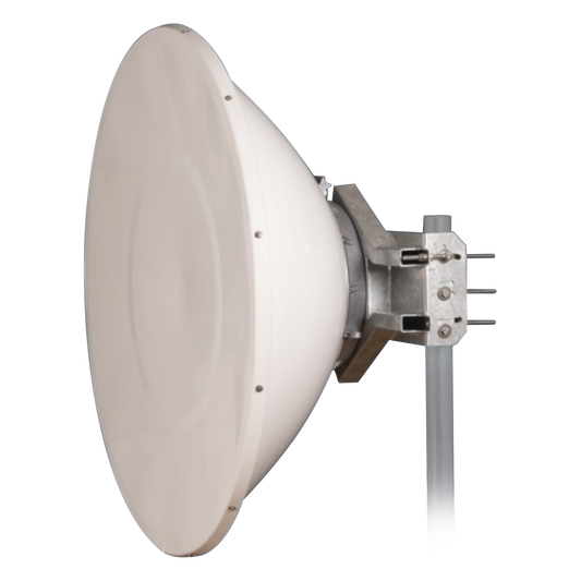 Antena Direccional de Alto Rendimiento / 35.5 ± 1 dBi  / 4 ft / 5.9-7.125 GHz / Conectores RP-SMA / Alto Aislamiento al Ruido / Fácil Montaje y herraje de acero inoxidable /  Radomo Incluido
