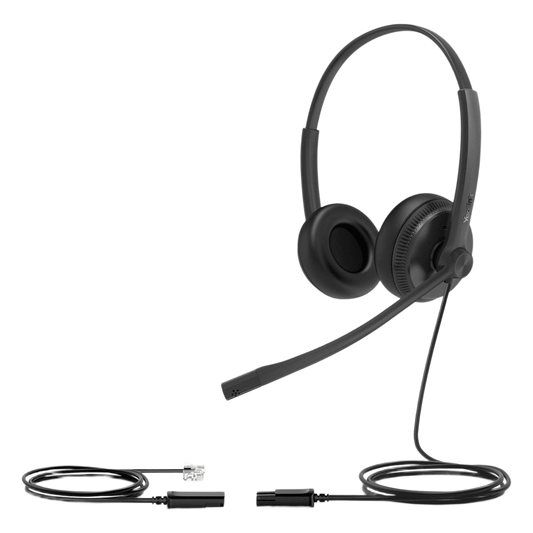 Diadema Alámbrica YHS34 Dual de Yealink QD a RJ9 con Almohadillas de Cuero