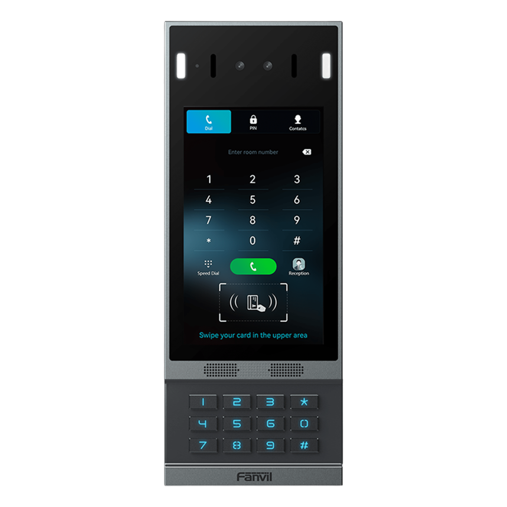 Videoportero SIP con Reconocimiento Facial / Pantalla Táctil IPS 7" / Cámara 2MP / 2 Relevadores / Teclado Retroiluminado / IP66 IK07 / PoE