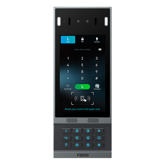 Videoportero SIP con Reconocimiento Facial / Pantalla Táctil IPS 7" / Cámara 2MP / 2 Relevadores / Teclado Retroiluminado / IP66 IK07 / PoE