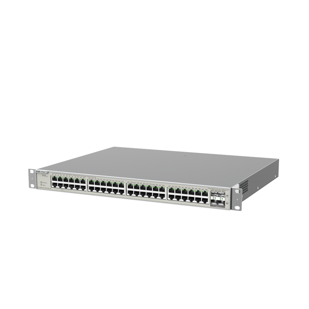 Switch Administrable Capa 3 con 48 puertos Gigabit PoE 802.3af/at + 4 SFP+ para fibra 10Gb, gestión gratuita desde la nube, 740W