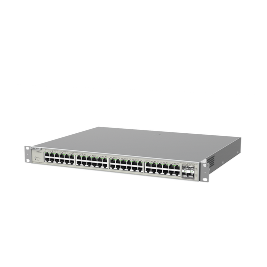 Switch Administrable Capa 3 con 48 puertos Gigabit PoE 802.3af/at + 4 SFP+ para fibra 10Gb, gestión gratuita desde la nube, 740W