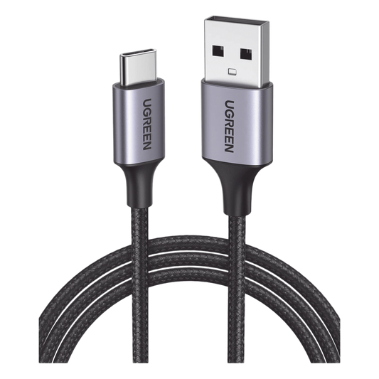 Cable USB-A a USB-C | 2 Metros (6.56 Pies) | Transferencia de Datos de 480 Mbps | Carga Rápida | QC 4.0/3.0/2.0 | FPC | AFC | Protección Integrada | Caja de Aluminio | Nylon Trenzado | Color Negro