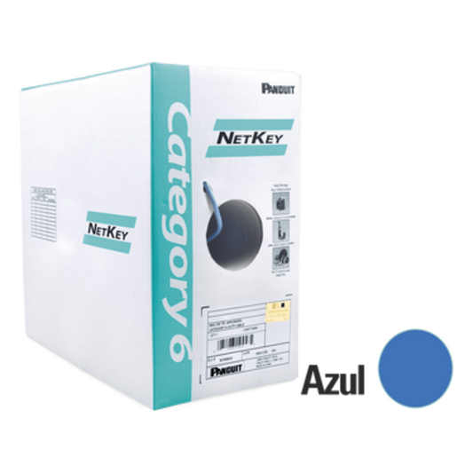 Bobina de Cable UTP 305 Metros (1000 Pies) de Cobre, NetKey, Reelex, Azul, Categoría 6 (24 AWG), 1000Mbps, PVC (CM), de 4 Pares