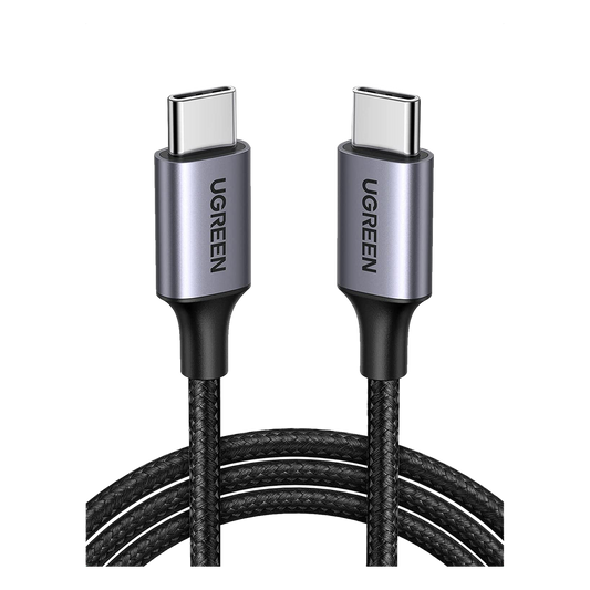 Cable USB-C a USB-C | 2 Metros (6.56 Pies) | Transferencia de Datos de 480 Mbps | Carga Rápida de Hasta 60W | QC 4.0/3.0/2.0 | PD3.0 | FPC | AFC | Protección Integrada | Caja de Aluminio | Nylon Trenzado | Color Negro