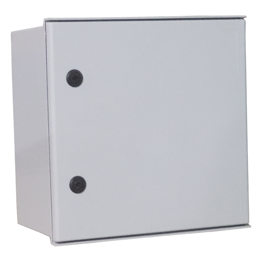 Gabinete de Poliéster IP65 Uso en Intemperie (400 x 400 x 200 mm) con Placa Trasera Interior de Plástico (Incluye Chapa y Llave).