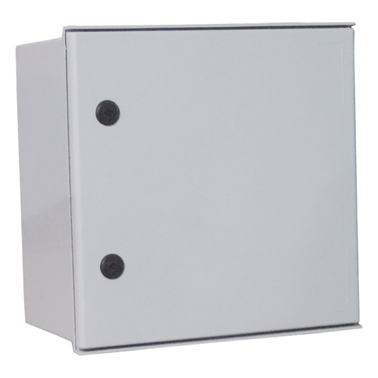 Gabinete de Poliéster IP65 Uso en Intemperie (400 x 400 x 200 mm) con Placa Trasera Interior de Plástico (Incluye Chapa y Llave).