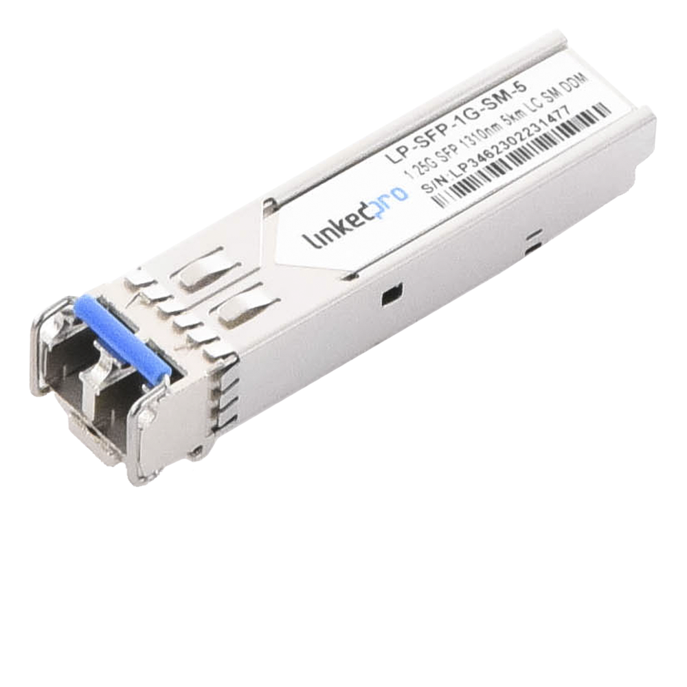 Transceptor Óptico SFP (Mini-Gbic) / Monomodo 1310 nm / 1.25 Gbps / 1000BASE / Conectores LC/UPC Dúplex / DDM / Hasta 5 km